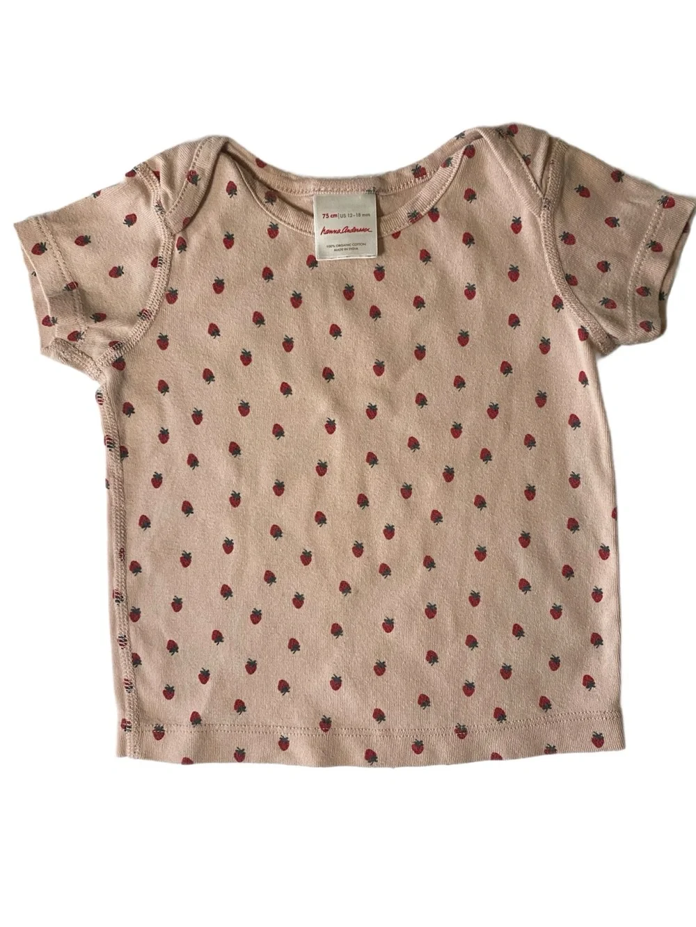 Hanna Andersson 3 Piece Set Pale Pink With Strawberry Print Size 12-18 Months
